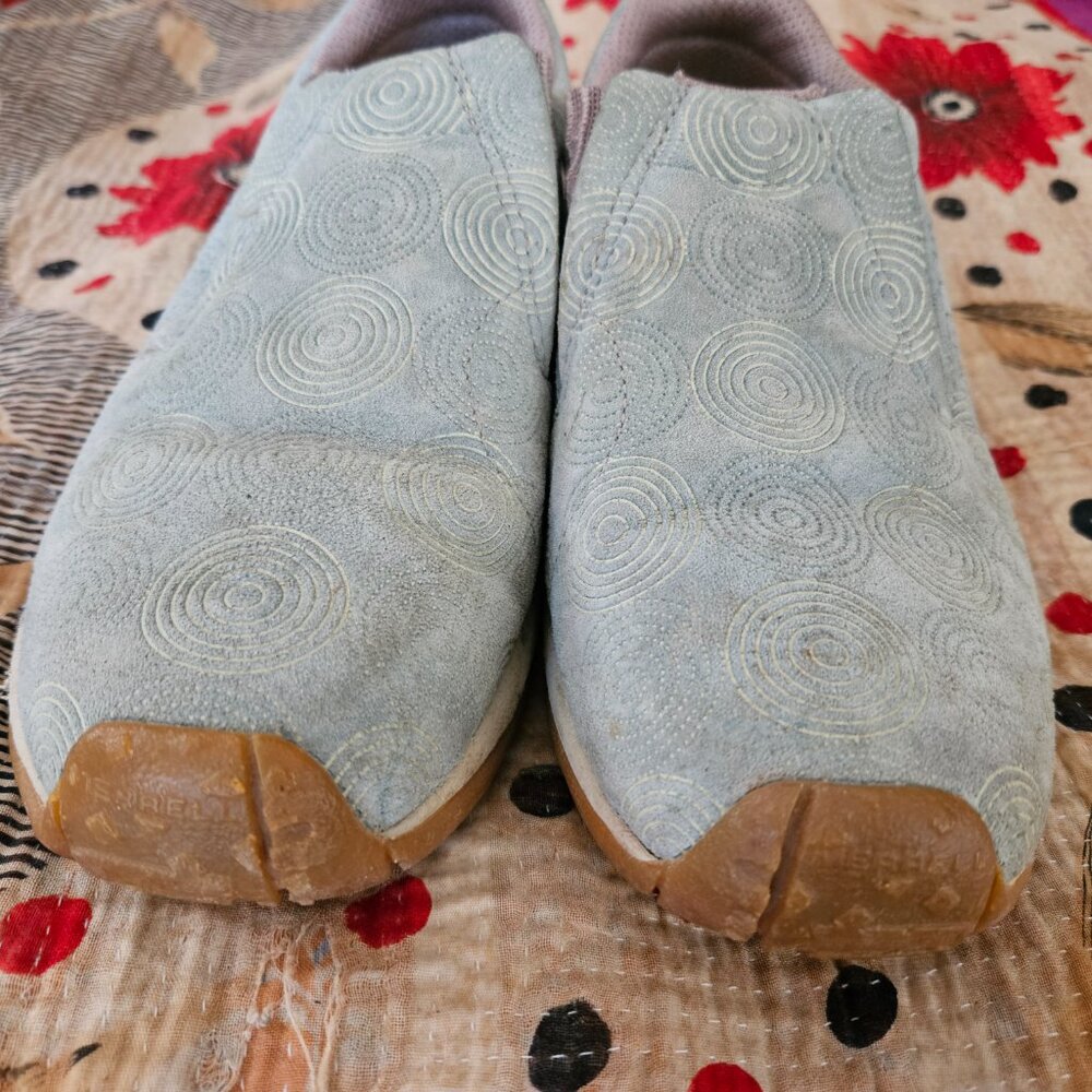 Light Blue Merrell Patterned Suede Mocs 8M - Picture 2 of 8
